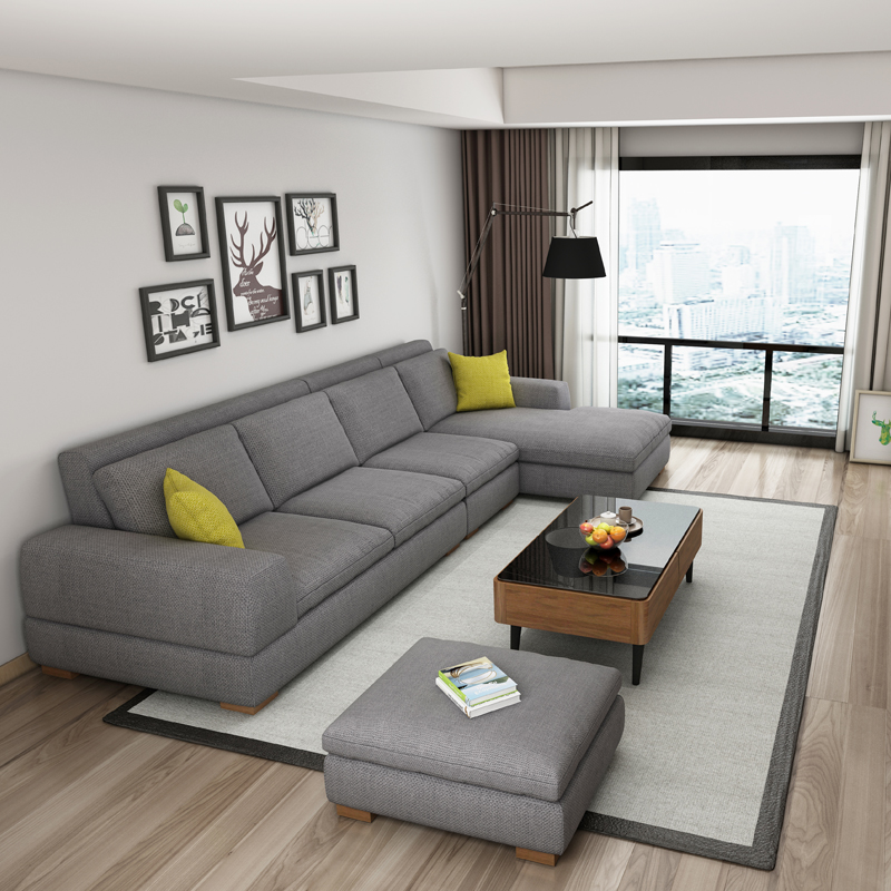 北欧布艺沙发组合现代简约客厅成套家具茶几电视柜餐桌套房系列