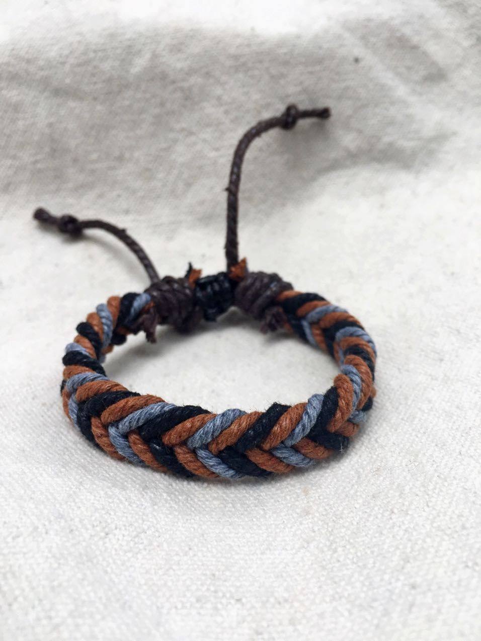 手链男时尚_民族风棉麻手链可调节手绳男日韩时尚多色编制手环男配饰