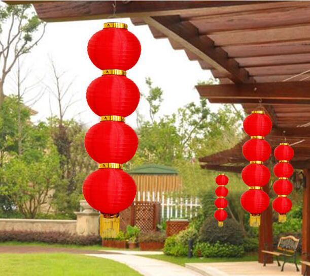 新年灯笼大红日韩圆连串串灯笼户外装饰防水广告印字节日折叠灯笼