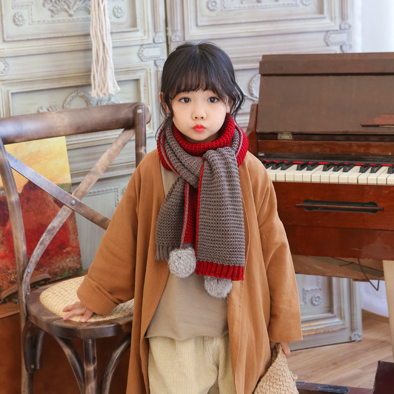 甜美可爱_韩版秋冬季儿童甜美可爱女童毛线围巾中大童保暖加厚小女孩
