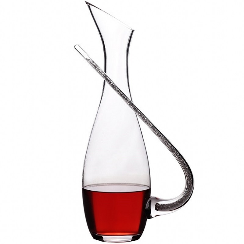 高档无铅水晶斜口红酒醒酒器钻石带钻大肚醒酒壶葡萄酒分酒倒酒器