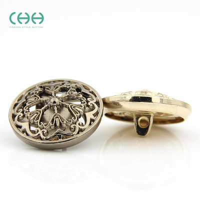 服装辅料小西装金属纽扣 女士小西服扣扣子金色镂空花朵大衣钮扣