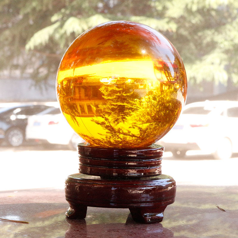 黄水晶球摆件_开光天然紫白红黄粉绿篮水晶球风水球转运球招财镇宅