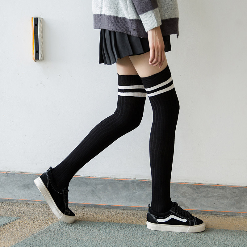 热销长腿袜过膝棉_春秋学生过膝袜纯棉少女显瘦大腿长筒袜学院风高筒
