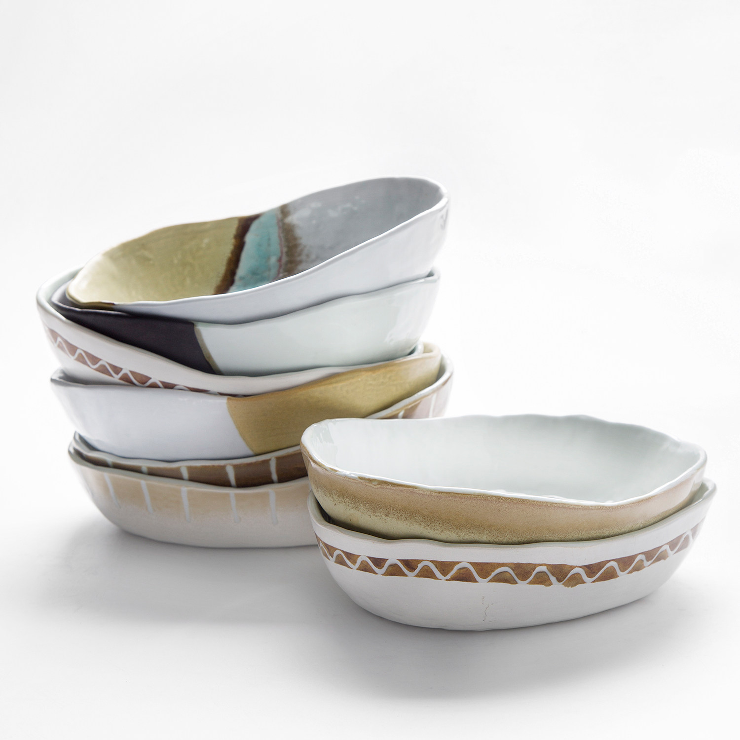 创意日式古朴还原焰窑变陶瓷手绘特色餐厅餐具椭圆异形菜碗汤碗优惠券