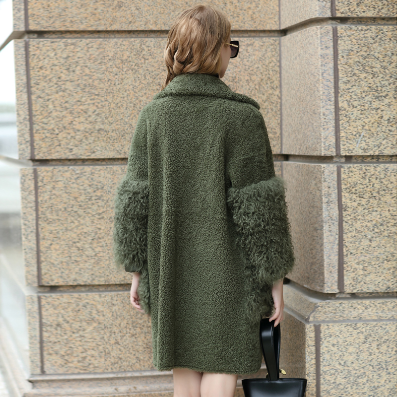 帛缇2017年流行趋势廓形小羔羊皮草大衣拼接皮毛一体外套女潮223