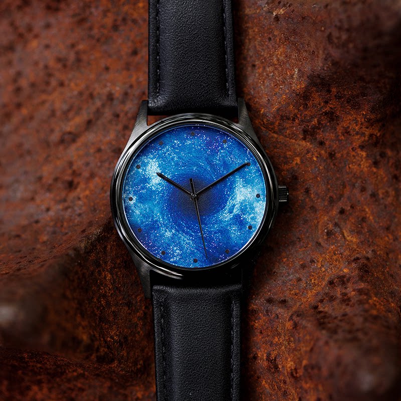 【spase 黑洞】just2you定制个性深邃蓝极光宇宙星空真皮手表