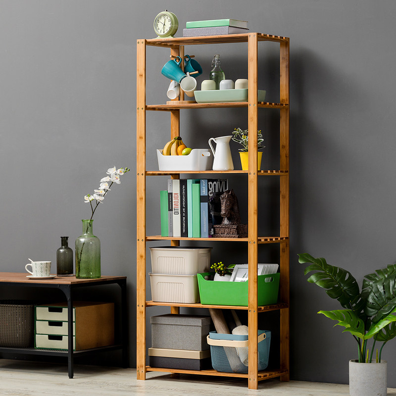 厨房置物架书架落地实木客厅卧室储物架多层收纳架层架整理架优惠券