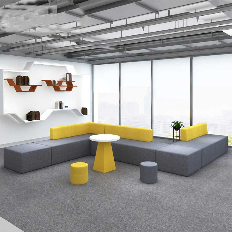 办公简约现代创意休闲转角皮艺接待洽谈室商务会客拼接沙发组合