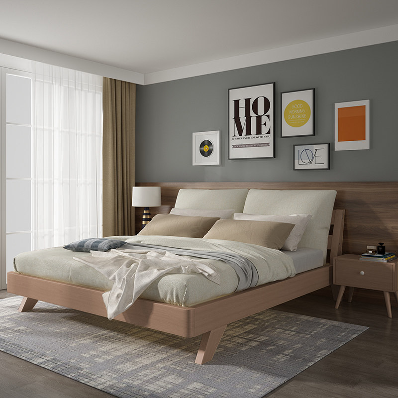 北欧床实木床1.5m单人现代简约1.