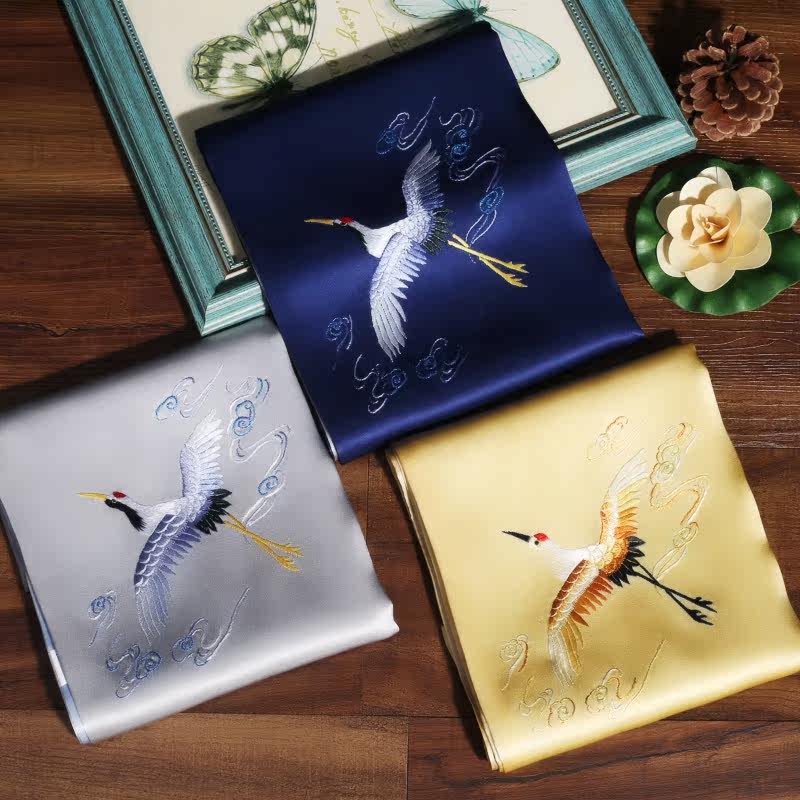 100%桑蚕丝_真丝苏绣围巾100%桑蚕丝披肩刺绣仙鹤中老年妈妈苏州丝绸