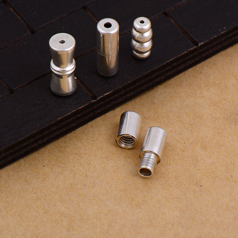 925纯银螺丝扣diy材料穿珍珠项链手链搭扣子旋转旋钮螺纹接头锁扣