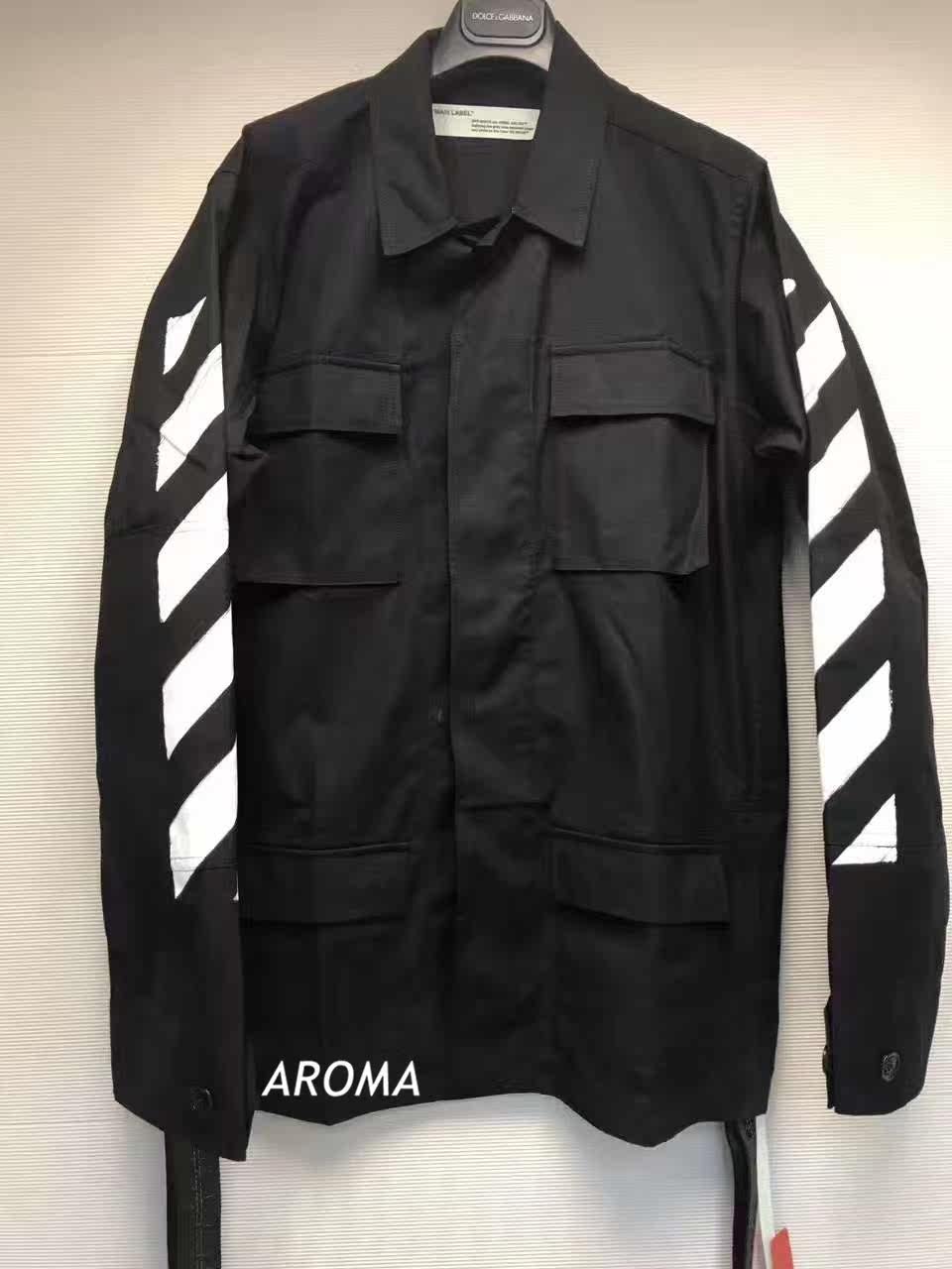 【现货】off white ow 17fw 黑色飘带衬衫 夹克外套