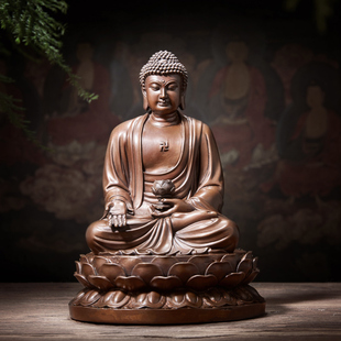 百纳源 灵山大佛如来佛祖家居佛堂佛龛供奉 开光纯铜释迦牟尼佛像