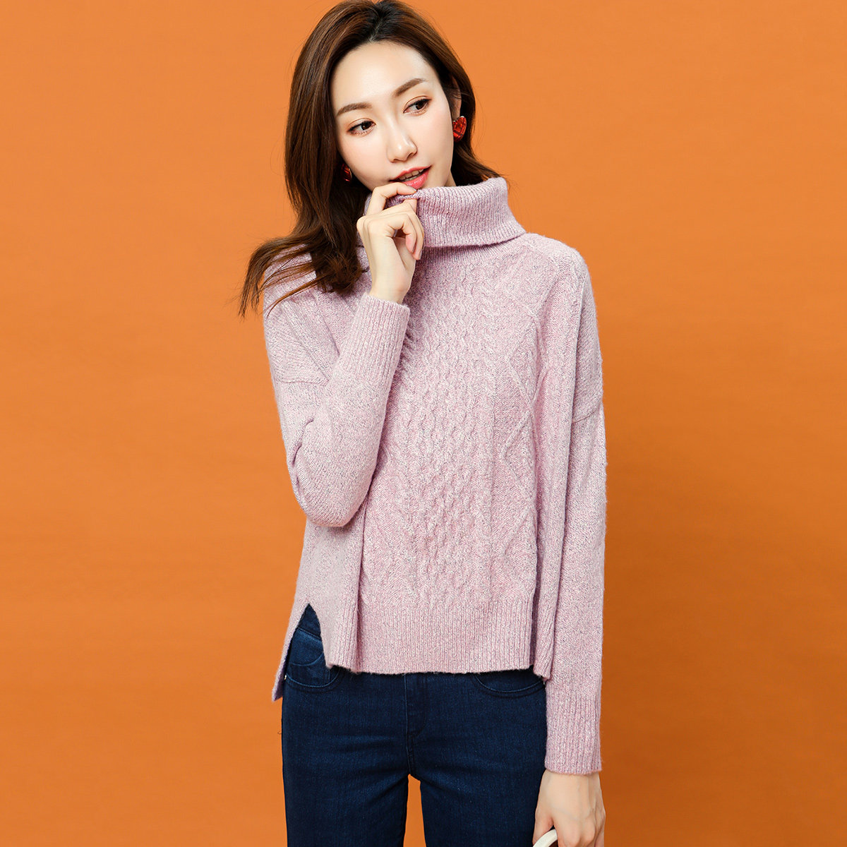 针织衫长袖女2017秋冬季新款韩版淑女宽松百搭高领保暖套头打底衫
