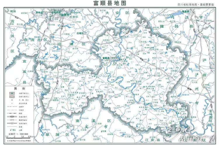 四川省地图富顺县地图自贡市地图打印定制高清写真油画布挂画微喷图片
