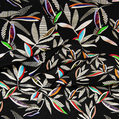 真丝新品印花小翠花双绉布料服装旗袍裙子丝绸100%桑蚕丝印染面料