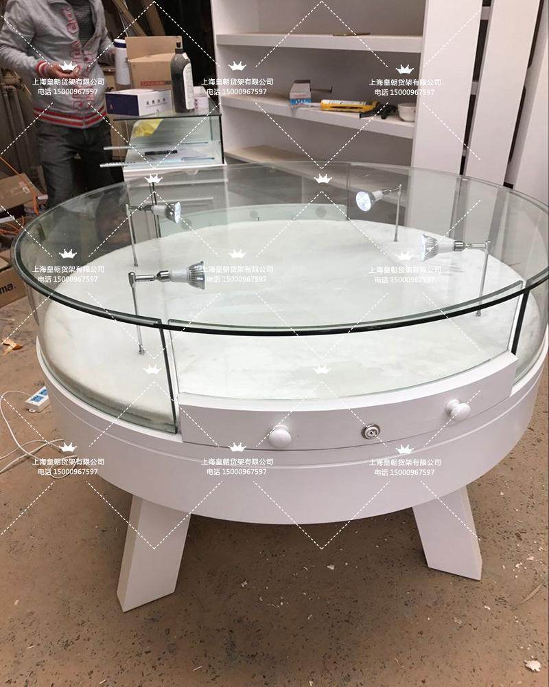 优惠券后1480元,欧式烤漆圆形茶具展柜玻璃首饰柜台饰品珠宝展示柜金