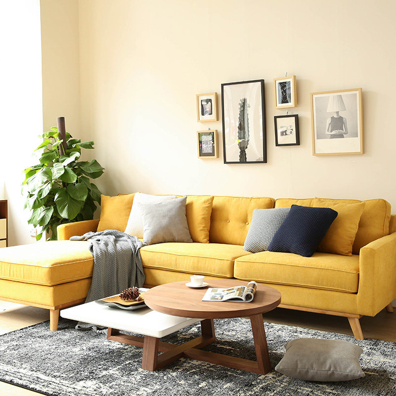 北欧转角布艺沙发组合 大户型客厅家具简约现代