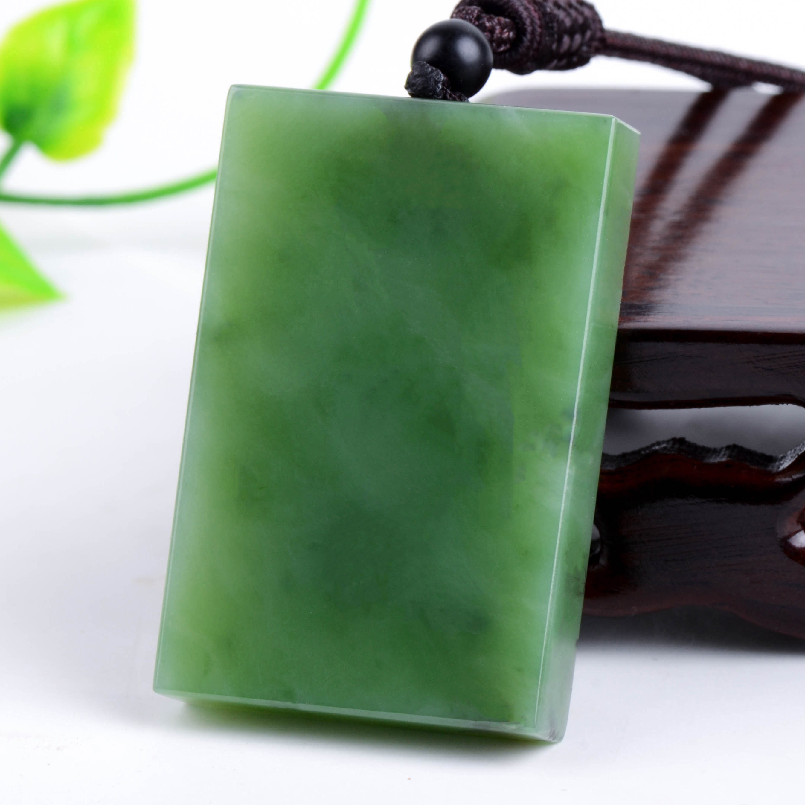 和田碧玉平安无事牌吊坠男士女款无字牌挂件女款毛衣链玉吊坠