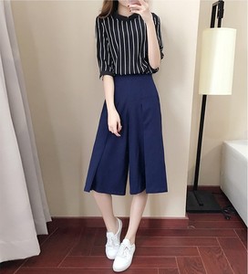 套装女2019夏装新款休闲显瘦洋气减龄女神范网红气质阔腿裤两件套