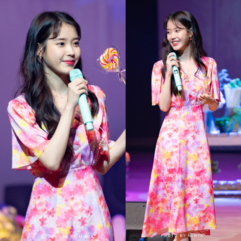 iu同款长裙_iu李智恩同款花朵海军领短袖夏连衣裙小清新复古高腰碎花