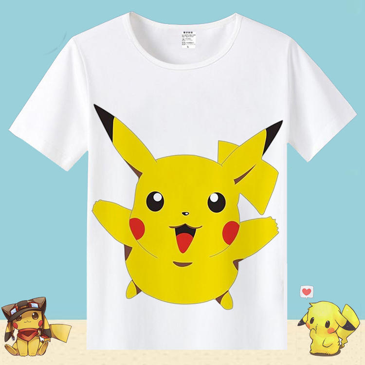 口袋妖怪周边_口袋妖怪宠物小精灵皮卡丘动漫周边衣服男女夏季宽松