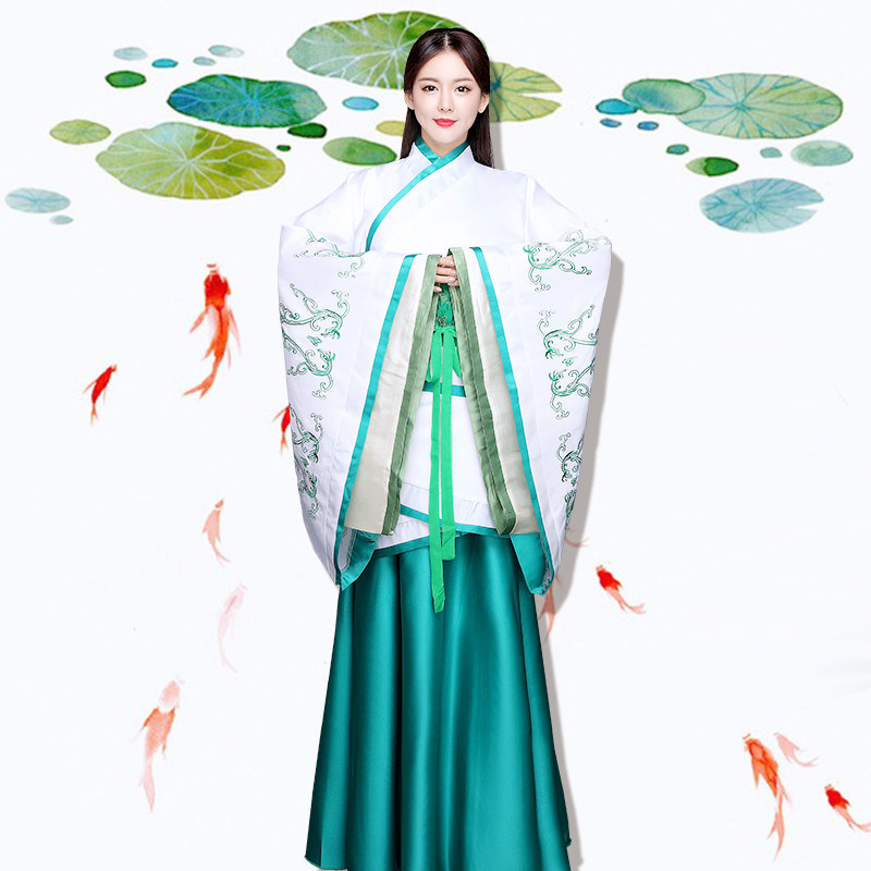 古装服装仙女飘逸广袖舞台装古筝舞蹈演出服古代改良汉服女襦裙冬