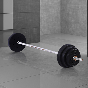 三乔环保杠铃100公斤套餐小孔包胶杠铃50kg举重杠铃片直杆曲杆