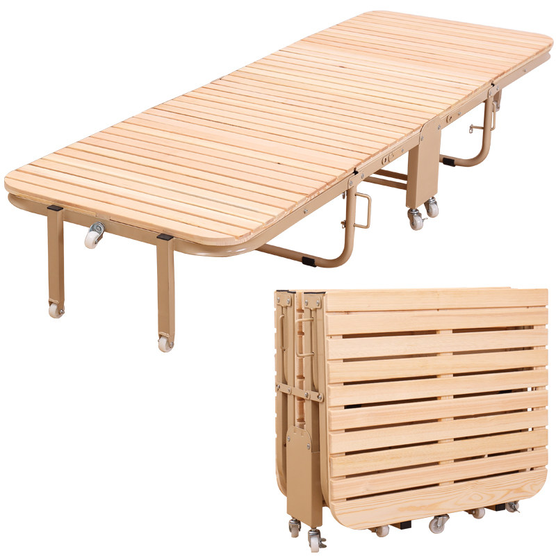 小型家用活动成人实木简易折叠床单人硬木板式床加高陪护小孩两用