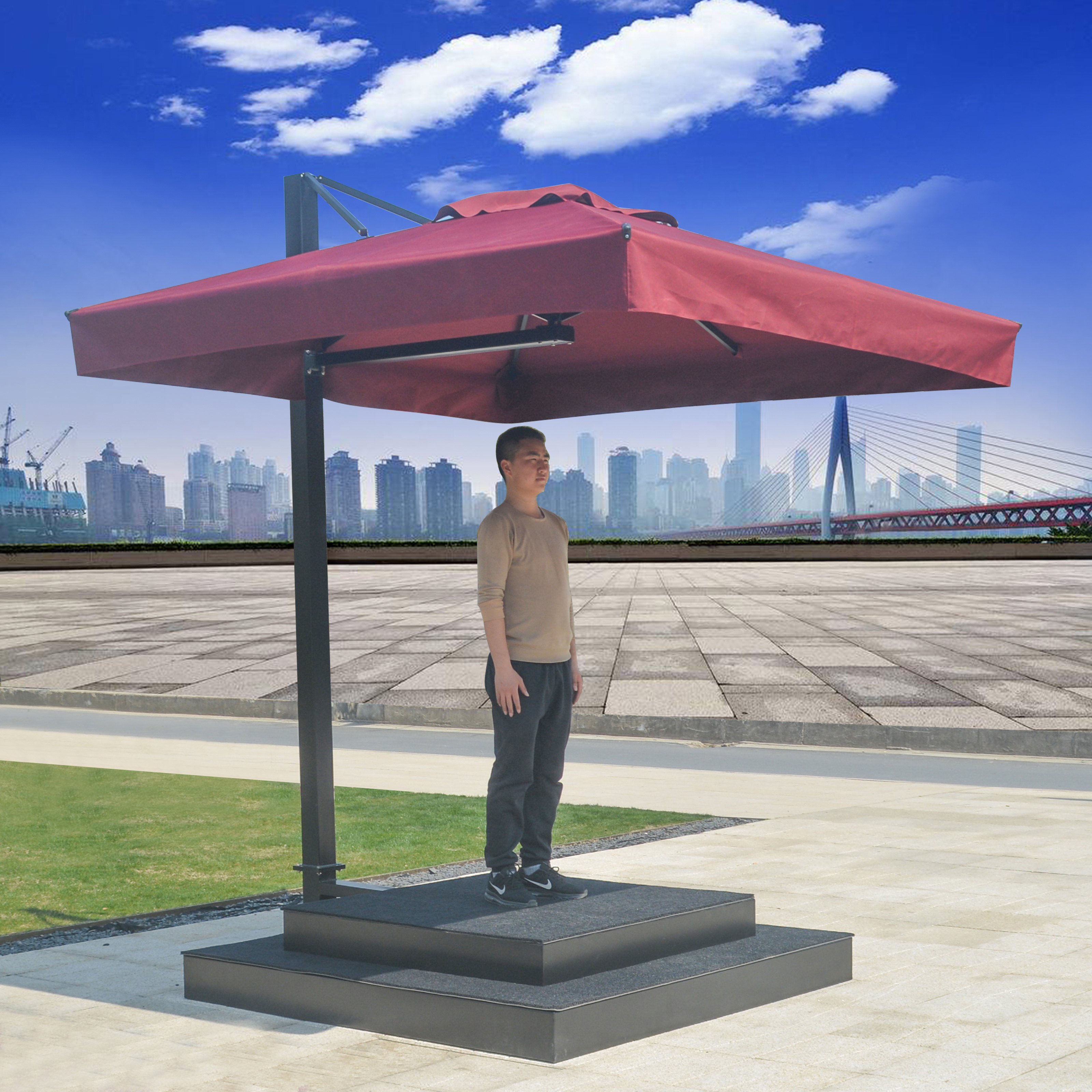 岗亭伞_户外保安岗亭遮阳伞双层站台物业站岗伞礼宾形象岗标兵岗治安