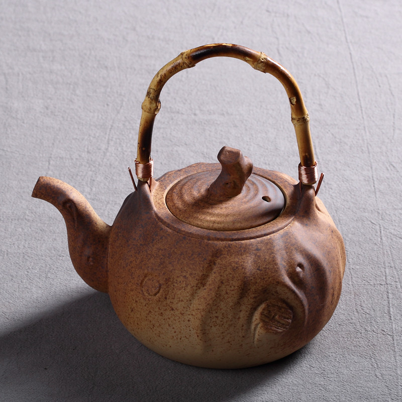 手工柴烧壶茶具煮茶壶大陶壶电陶炉专用烧水壶竹提梁泡茶煮水茶器