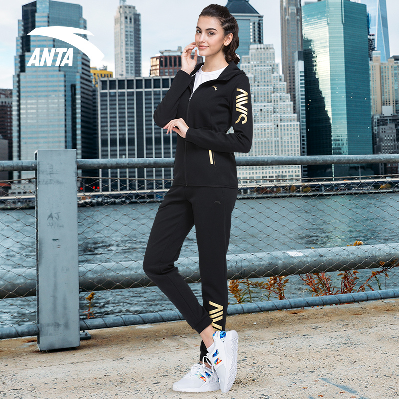 安踏运动套装女装2018春季休闲运动服 跑步服