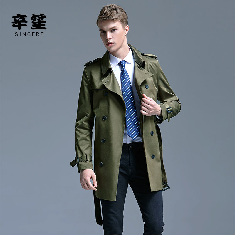 一折男风衣短款_新品男士短款风衣外套英伦时尚春秋双排扣韩版修身