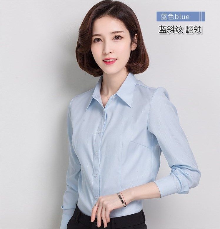 女生衬衣长袖 百搭_女生正装长袖加大码白衬衣职业翻领上班族百搭衫衣