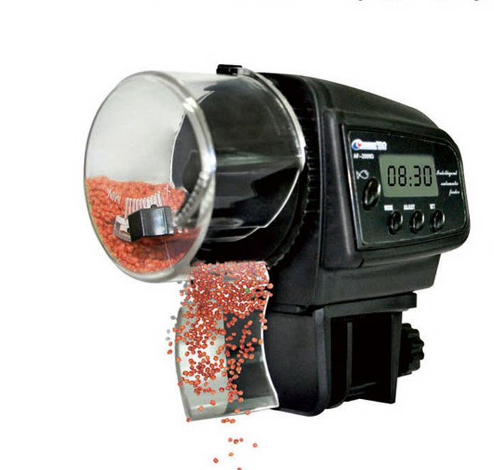 热销鱼缸自动喂食器_包邮自动喂鱼器鱼缸投食器电子定时器喂食器大小