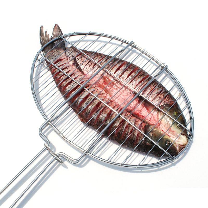 烤鱼夹子_烤鱼网夹烧鱼不锈钢烤鱼夹子商用大号加粗烧烤鱼夹子家用