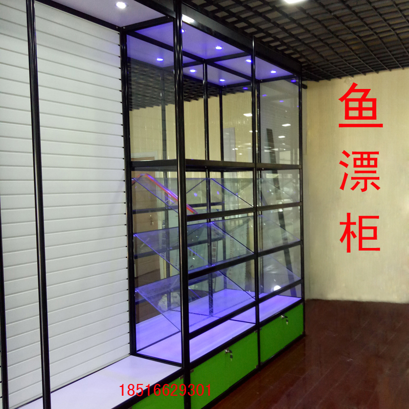 新款渔具店展示柜 渔漂展柜 饵料挂件陈列柜 玻璃柜 包邮钓箱展架
