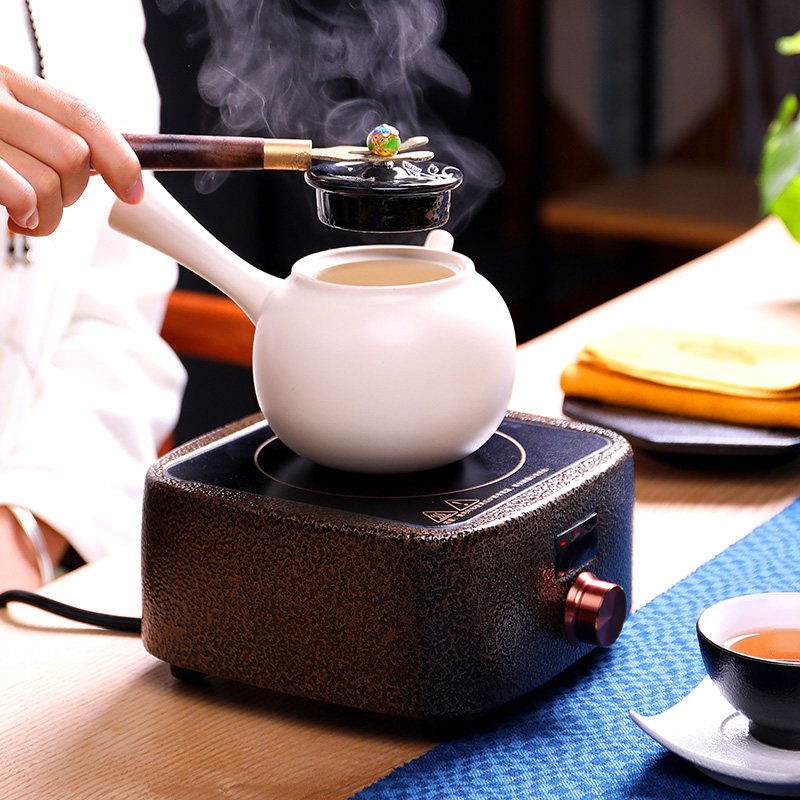 尚言坊迷你煮茶壶黑茶煮茶器玻璃壶耐高温热侧把壶家用电陶炉套装
