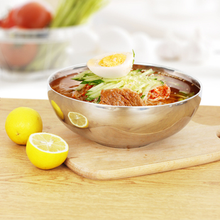 韩式不锈钢冷面碗10个装超大泡面碗沙拉碗双层真空隔热防烫汤碗