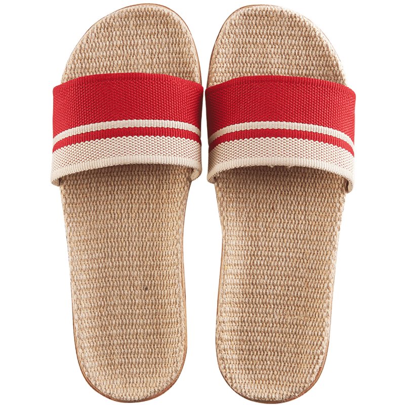 天猫超市火轮四季亚麻情侣居家地板卡通熊拖鞋一双hl4213