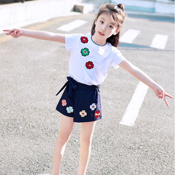 儿童套装女_女童6夏装短袖短裤一整套装7儿童8小女孩穿的10夏款衣服9
