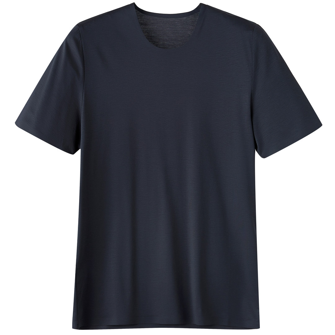 南畔冰丝无痕t恤男薄款纯黑短袖百搭上衣宽松