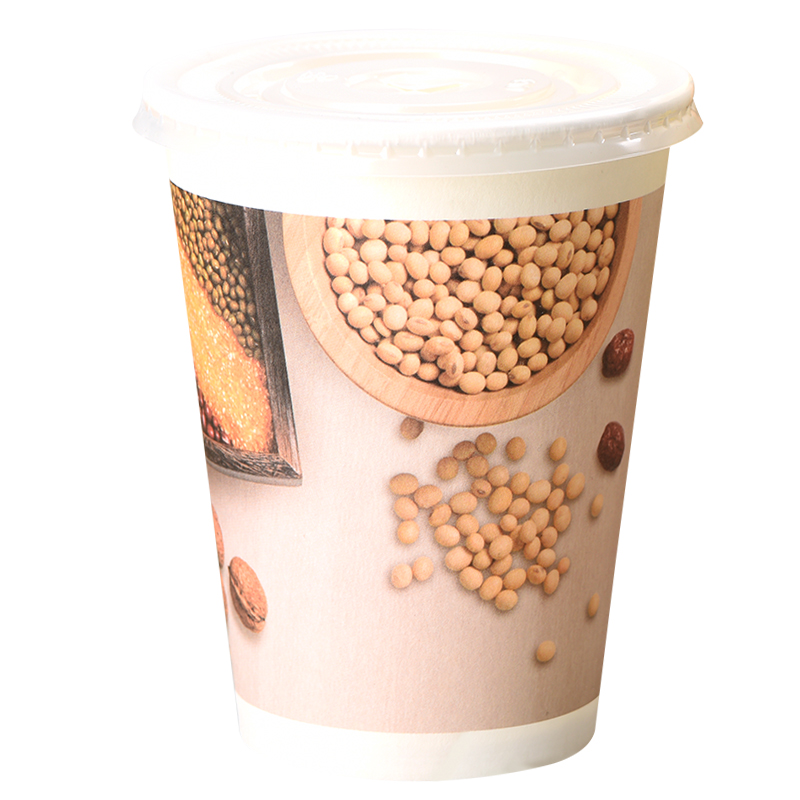 加厚纸杯 豆浆杯子一次性批发带盖整箱包邮现磨豆浆杯子1000只装