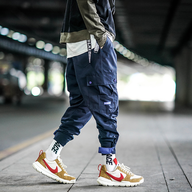 秋季陈冠希魔术贴束脚裤宽松九分裤潮牌韩版