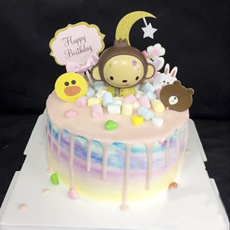 特价小猴子蛋糕_卡通主题蛋糕情景装饰摆件小猴子猴宝宝皇冠生肖猴