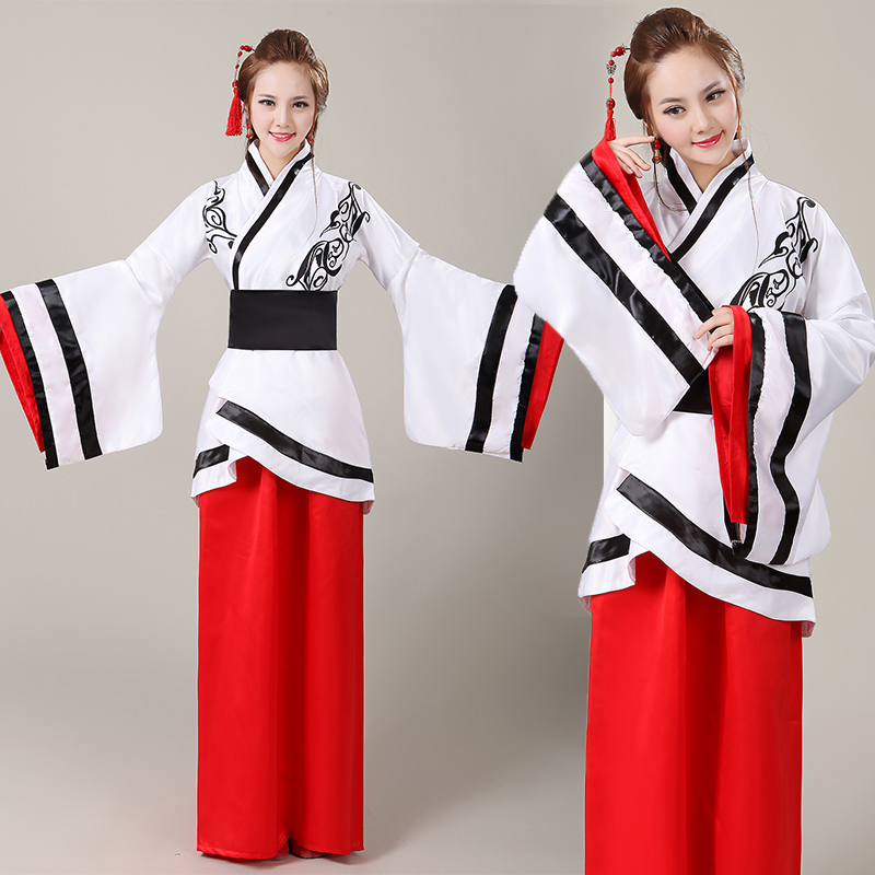 新款古装汉服双绕曲裾唐装表演服 国学成人礼 汉服女古代演出服装