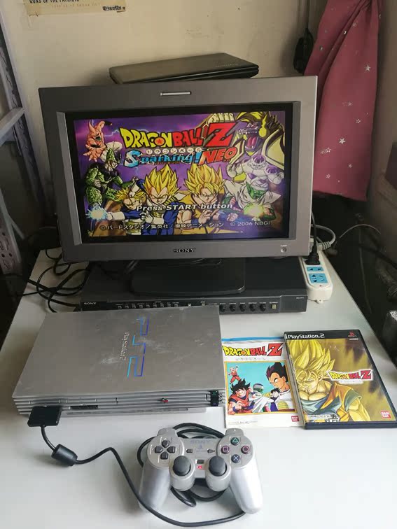 索尼ps2国行50009银色游戏机全套 复古中古游戏机 古董游戏机美陈