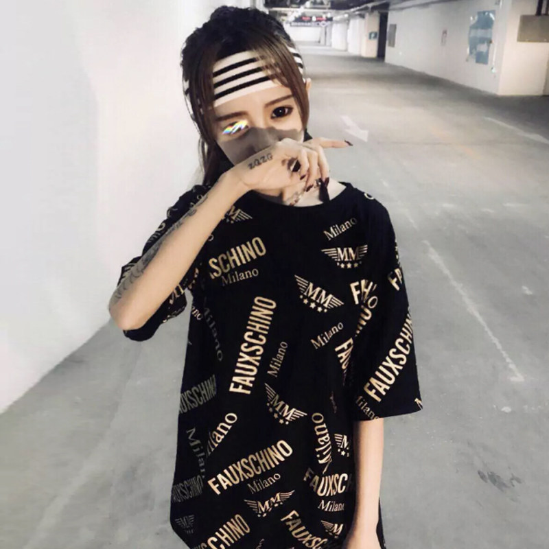 一折快手红人同款女_社会衣服精神女上衣短袖快手红人同款宽松韩版中