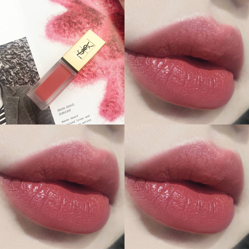 一折口红豆沙色ysl_贪玩猫现货ysl/圣罗兰新款哑光唇釉#16豆沙色口红